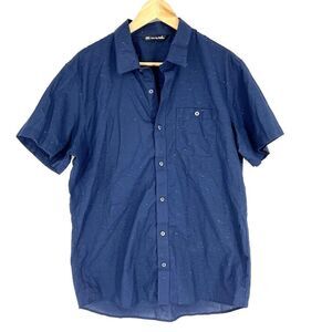 Travis Mathew Shirt Size Large Mens Navy Blue Button Up Short Sleeve Studebaker